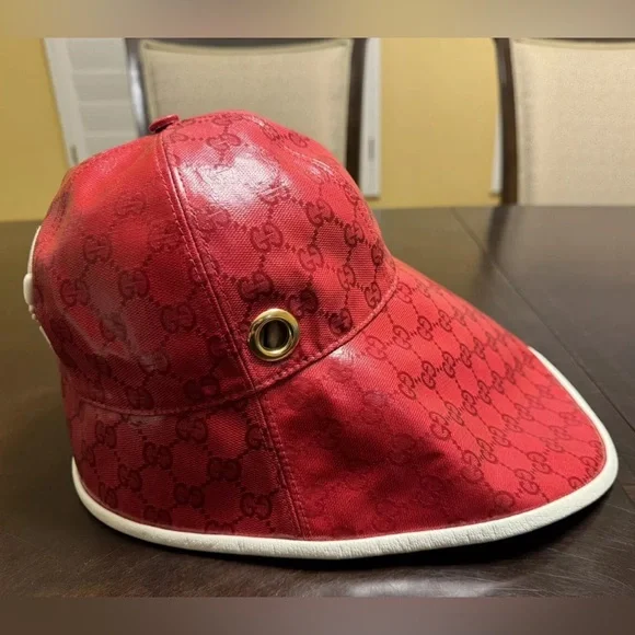 New Gucci x Adidas Wide Brim GG Supreme Logo Hat Red White Size M - Picture 9 of 14